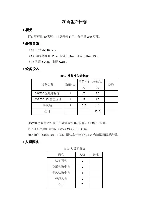矿山生产计划书