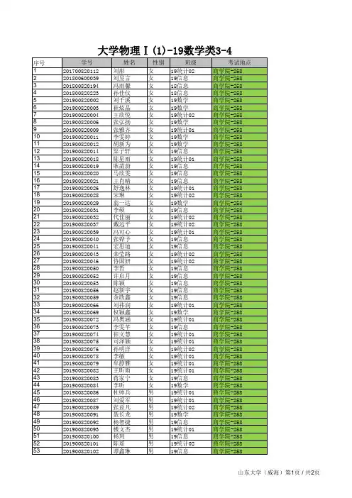 大学物理Ⅰ(1)-19数学类3-4