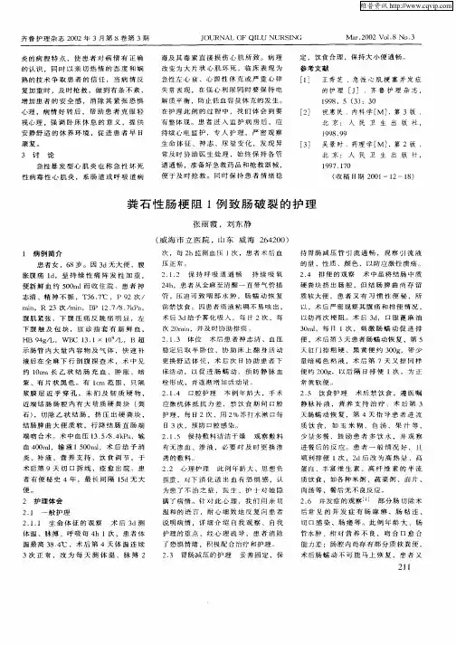 粪石性肠梗阻1例致肠破裂的护理