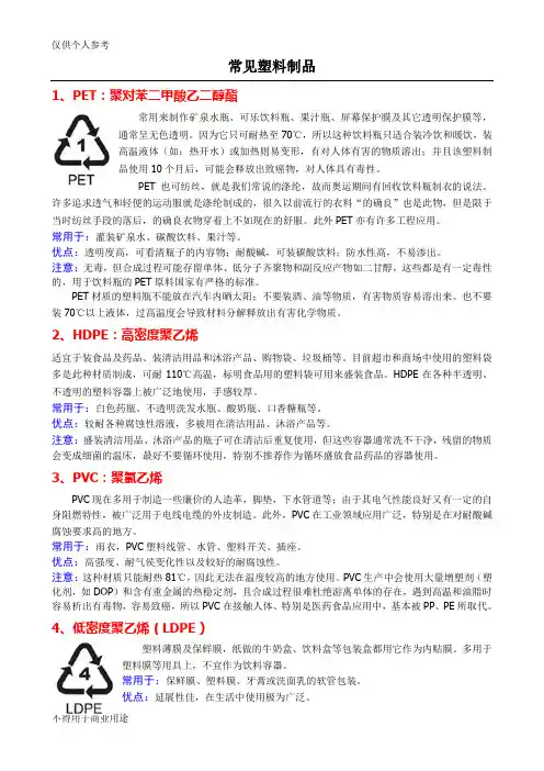 常见塑料制品分类