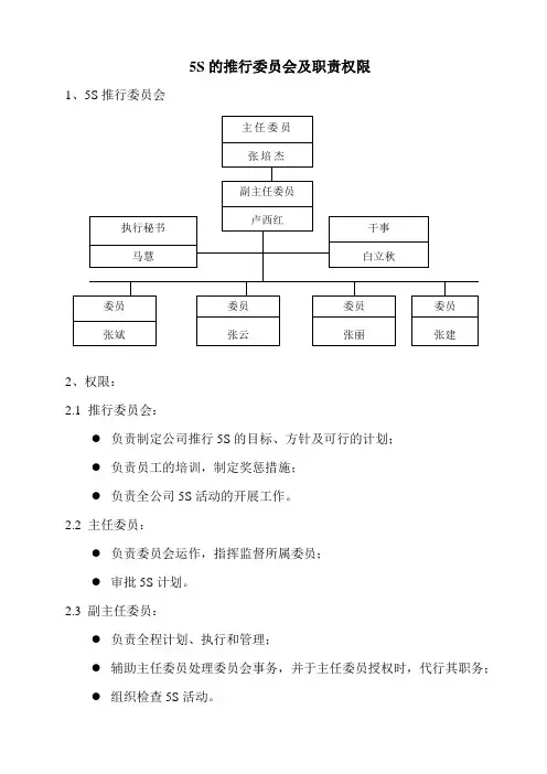 5S的推行委员会及职责权限