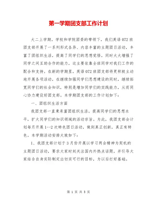 第一学期团支部工作计划