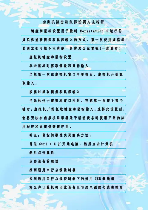 最新整理虚拟机键盘和鼠标设置方法教程