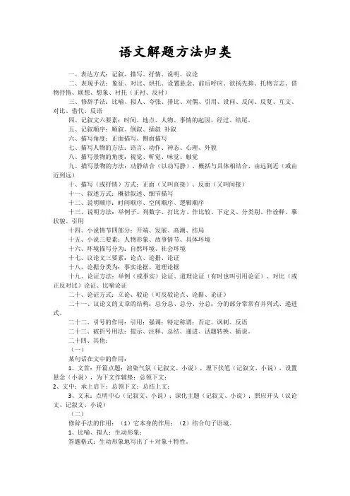 语文解题方法归类