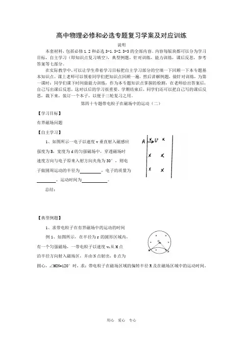 高中物理必修和必选专题复习学案及对应训练.doc
