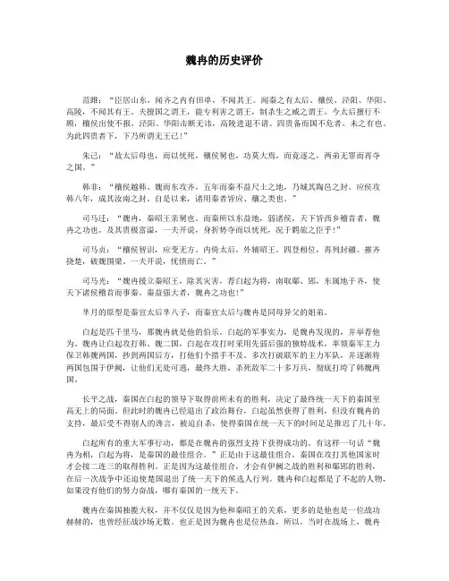 魏冉的历史评价