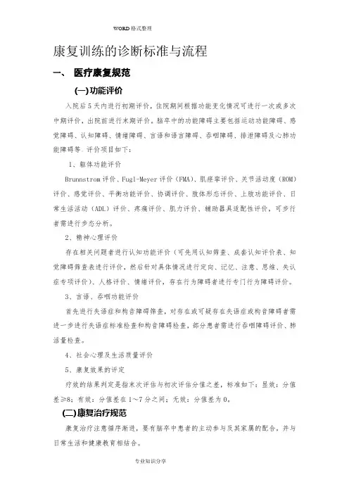康复训练的诊断标准和流程