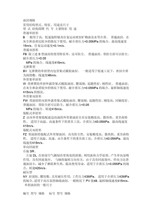 油封规格