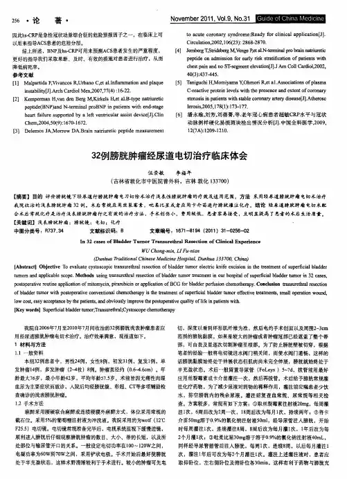 32例膀胱肿瘤经尿道电切治疗临床体会