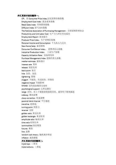 外汇英语术语的翻译