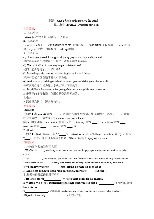 Unit 8 Section A(Grammar focus-4c)学案 九年级英语鲁教版(全一册)