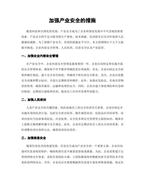 加强产业安全的措施