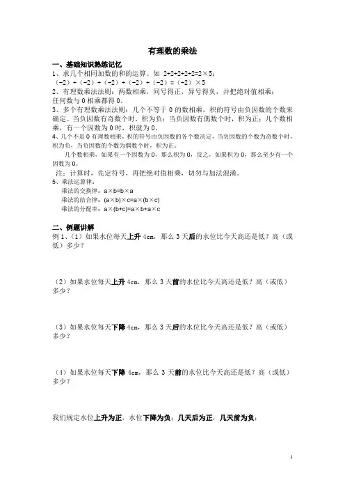 有理数的乘法