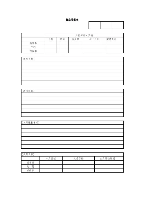 营业月报表