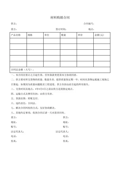 购销合同(模板) 2