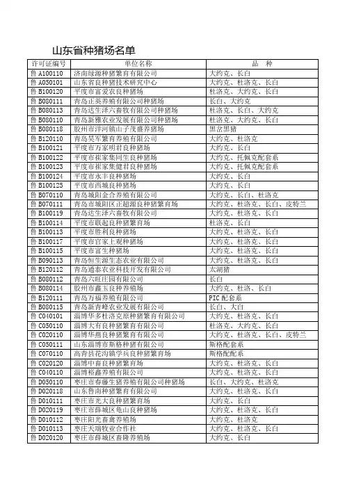 山东省种猪场名单
