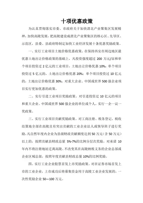 十项优惠政策