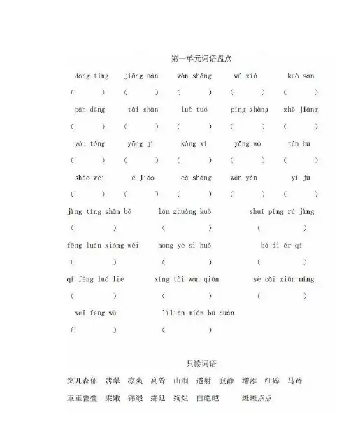部编版四年级语文下册1-4单元看拼音写词语(田字格)【最新版】