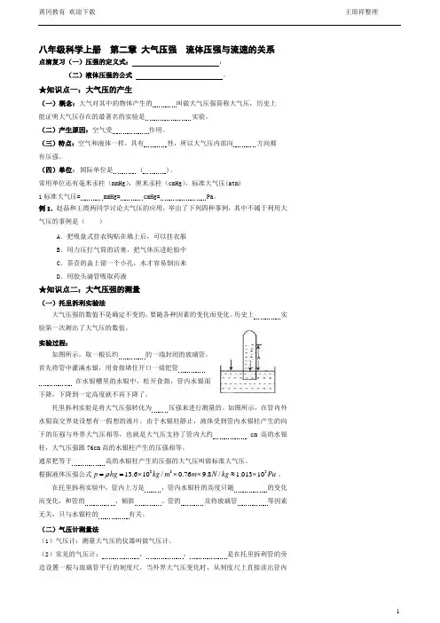 大气压强-流体压强与流速的关系