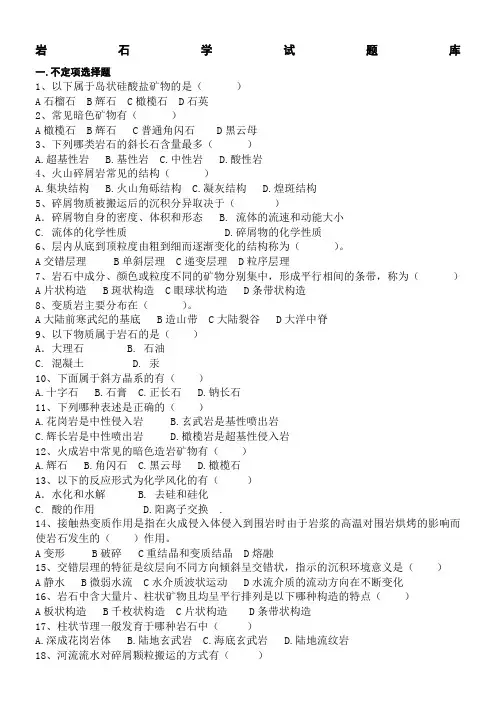 岩石学试题库