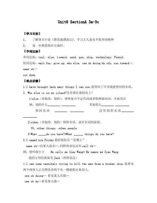 最新鲁教版初中英语八年级上册Unit 6 Have you read Treasure Island yet？SectionA 3a-3c学案