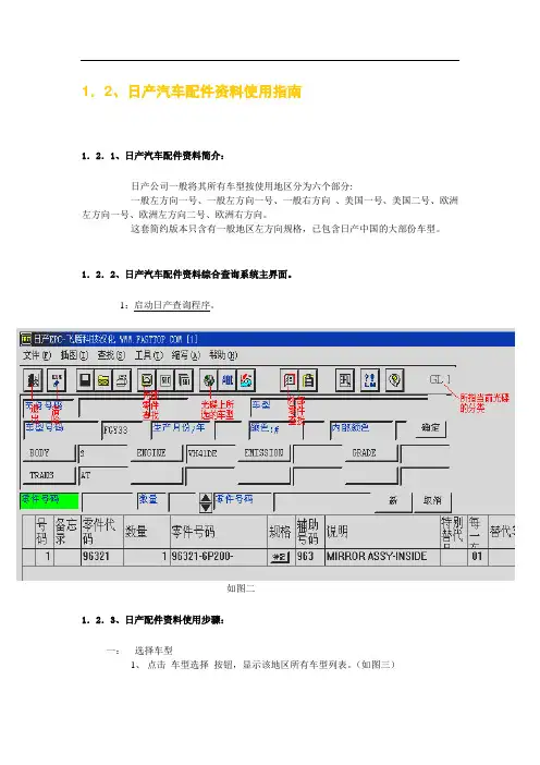 日产汽车配件资料简介：