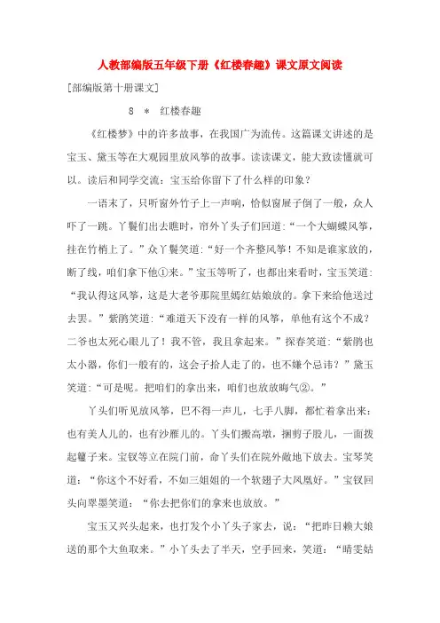 人教部编版五年级下册《红楼春趣》课文原文阅读.doc