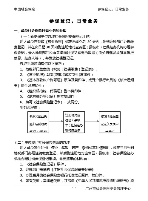 广州社保参保登记、日常业务