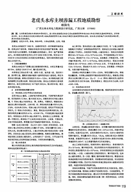 老虎头水库主坝渗漏工程地质勘察