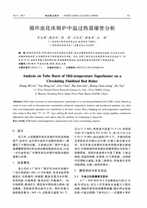 循环流化床锅炉中温过热器爆管分析