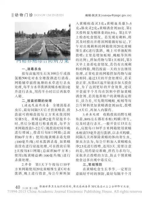 网箱养鳝综合防病方案
