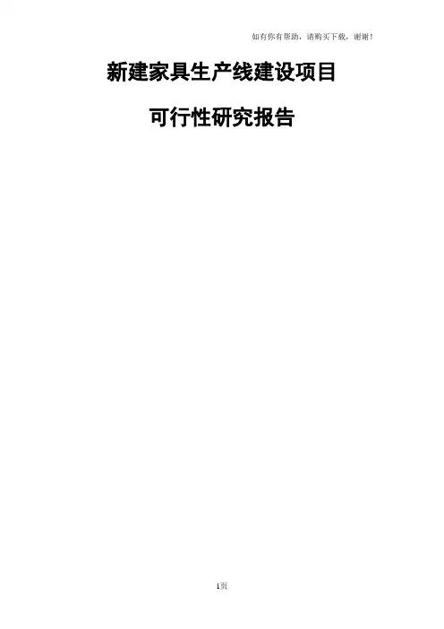 新建家具生产线建设项目可行性研究报告