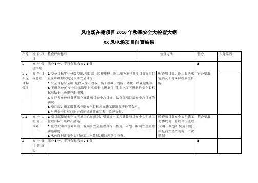 在建项目风电场2016年秋季安全大检查大纲