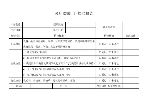 医疗器械出厂检验报告【范本模板】