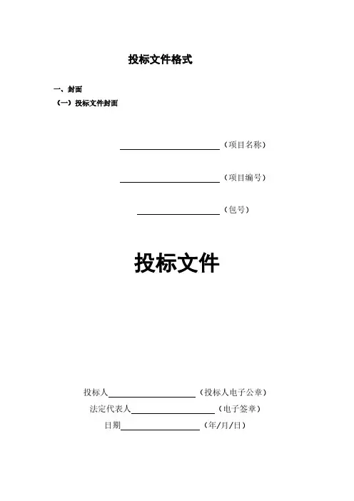 PPP项目投标文件范本