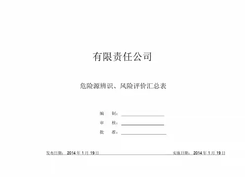 建筑工地危险源辨识、风险评价汇总表
