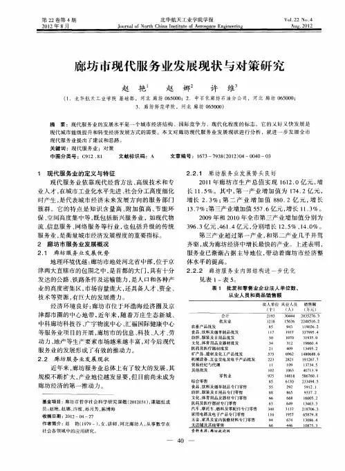 廊坊市现代服务业发展现状与对策研究