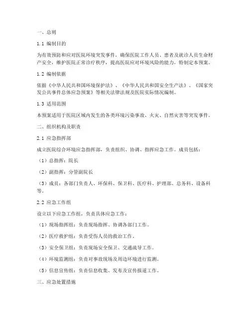 医院综合环境应急预案模板