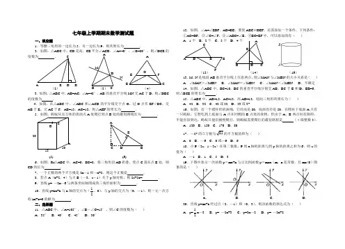 鲁教版(五四制)七年级上学期期末检测数学试题(word版无答案)