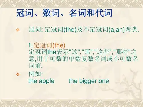 冠词、数词、名词和代词