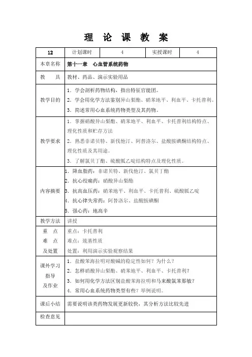 心血管系统药物