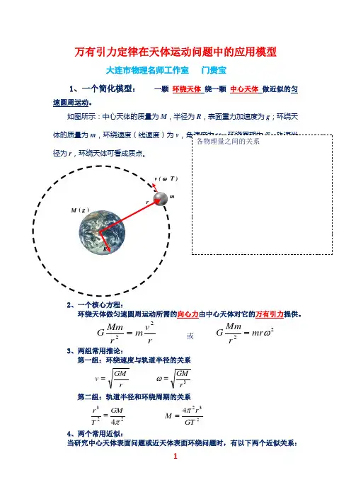 万有引力定律在天体运动问题中的应用模型 (含答案)(5)
