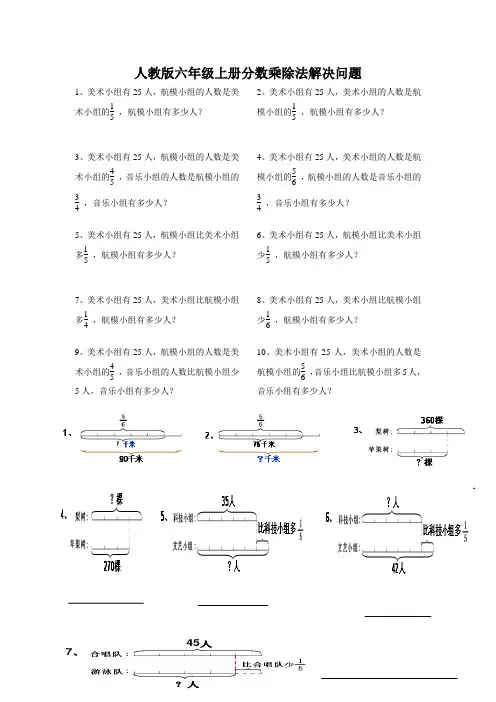 人教版六年级上册分数乘除法解决问题专项练习