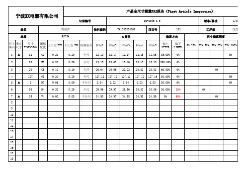 FAI全尺寸检验报告