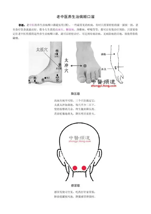 老中医养生治病顺口溜