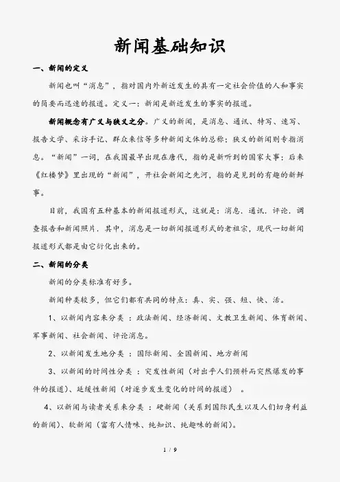 新闻学基础知识(精品)