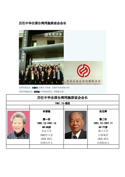 6.历任中华全国台湾同胞联谊会会长