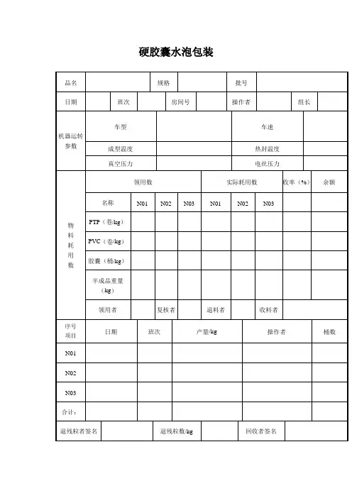 硬胶囊水泡包装