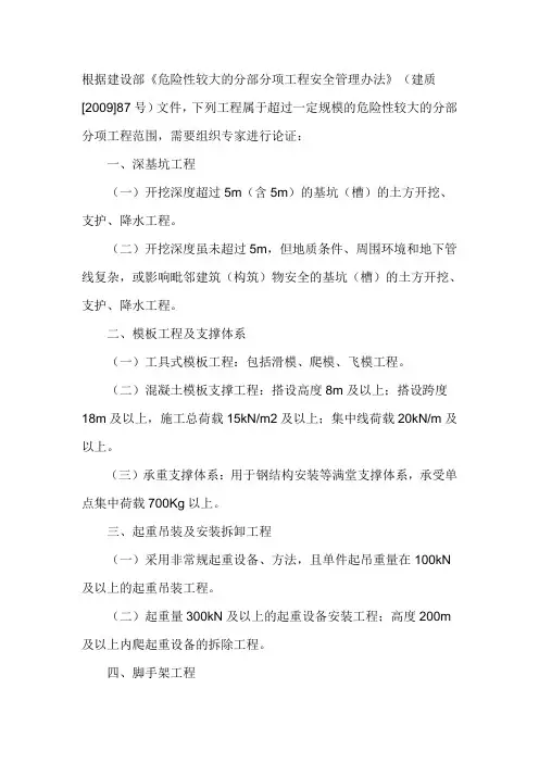 需要专家论证的工程