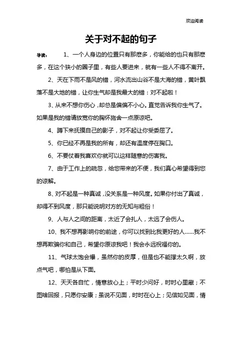 关于对不起的句子